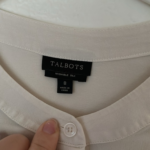 Talbots washable silk ivory color top - Picture 6 of 7